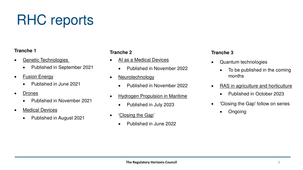 rhc reports