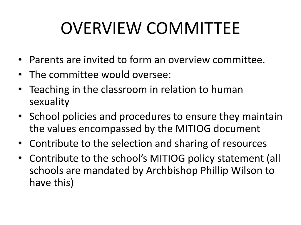 overview committee