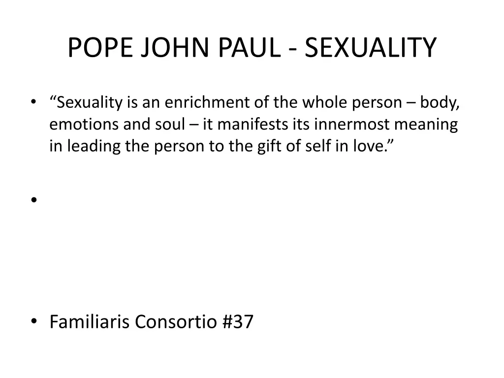 pope john paul sexuality