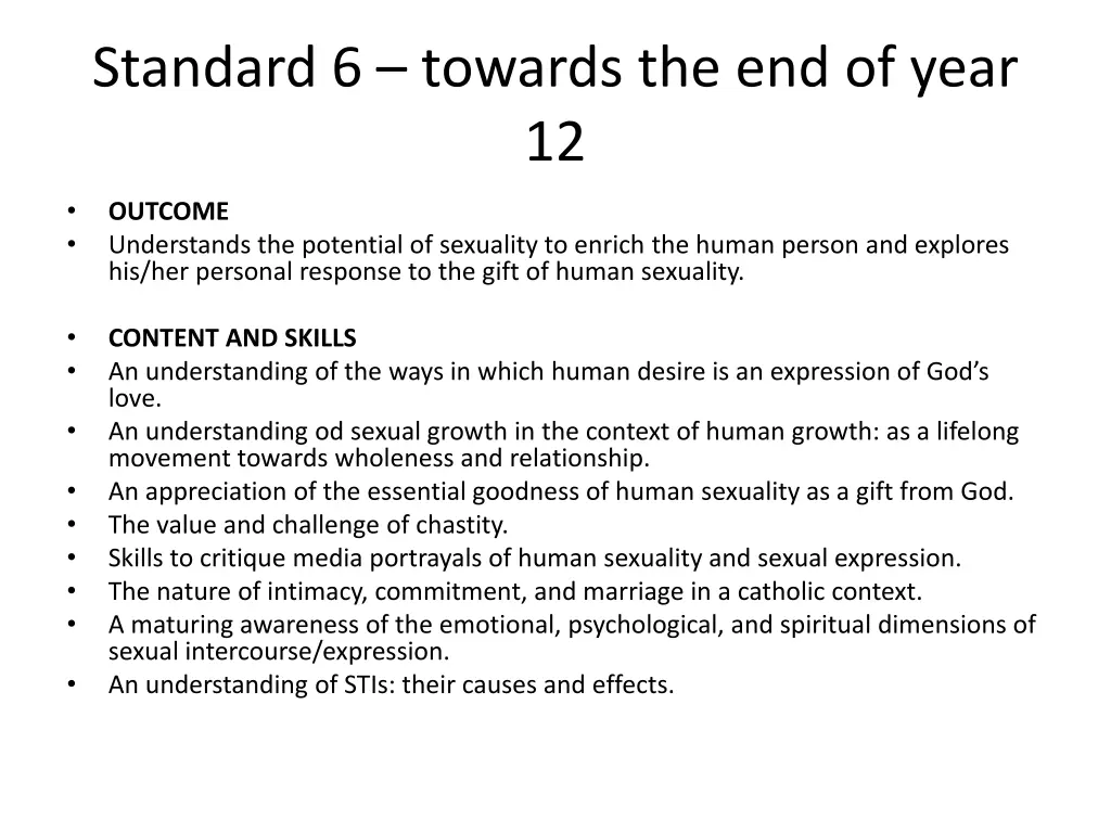 standard 6 towards the end of year 12