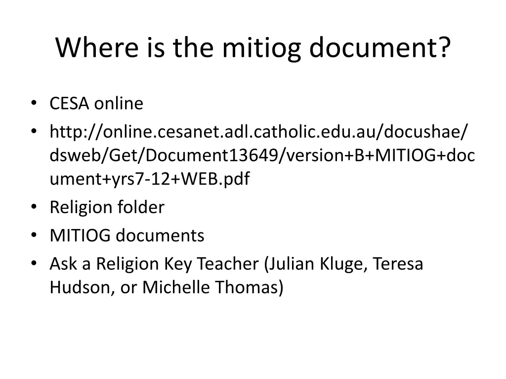 where is the mitiog document