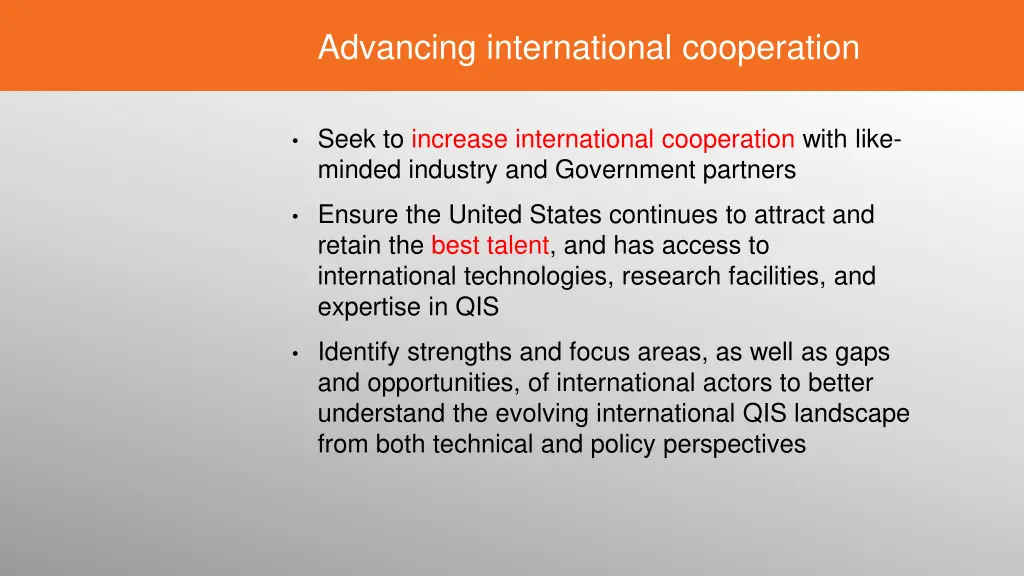 advancing international cooperation