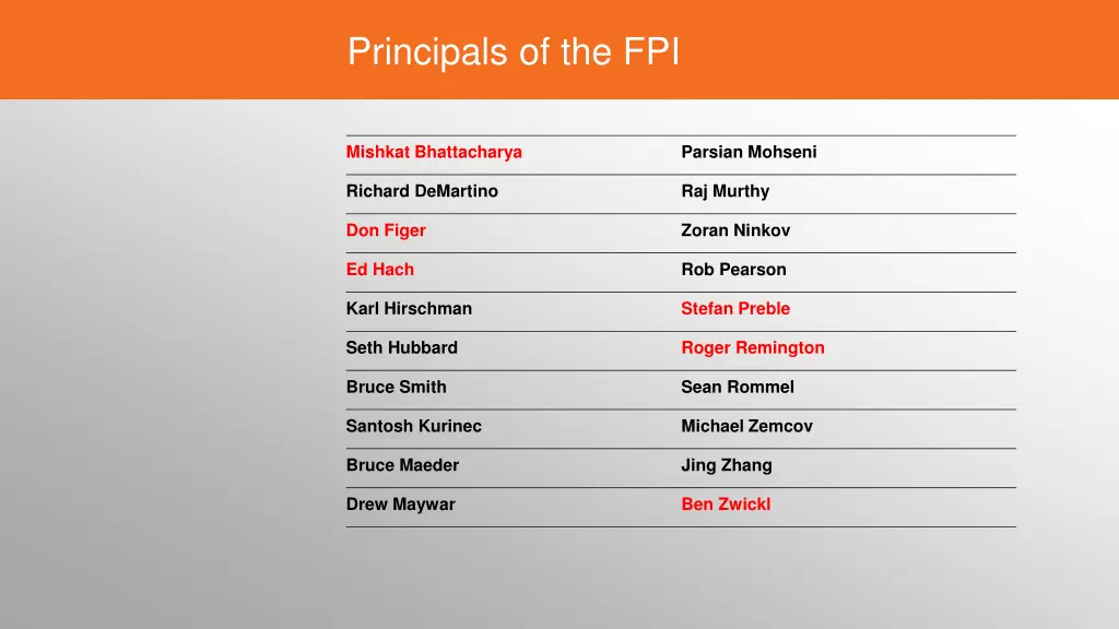 principals of the fpi