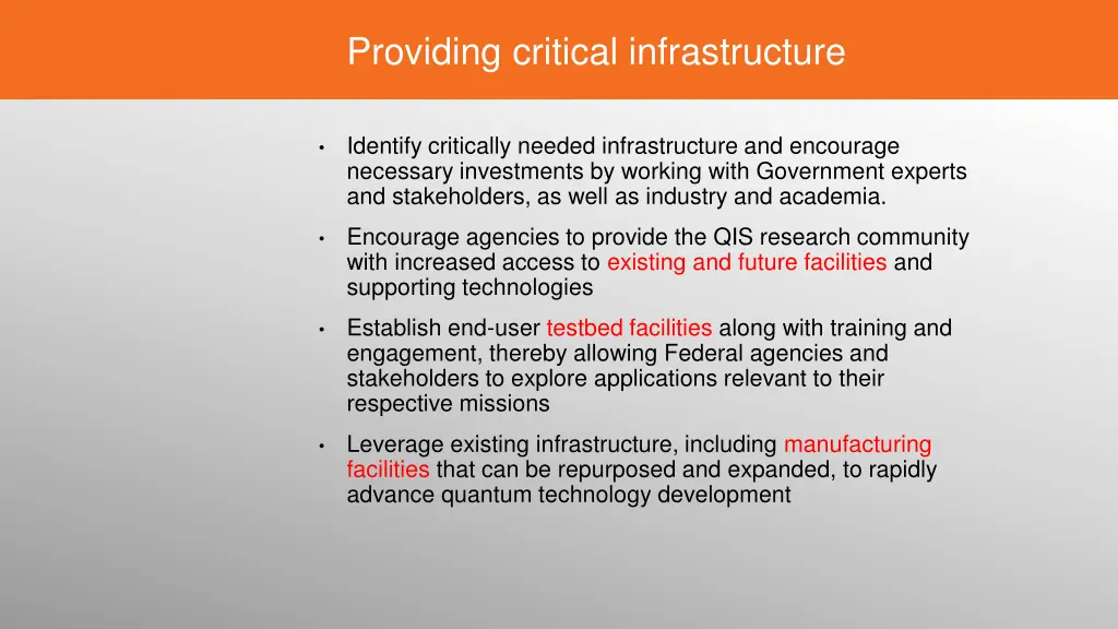 providing critical infrastructure