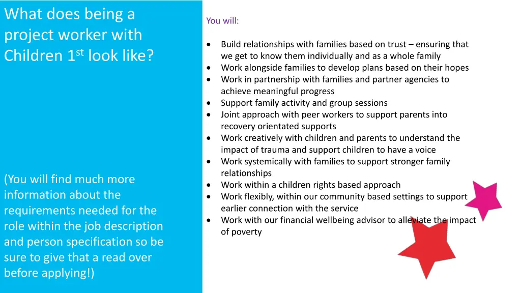 what does being a project worker with children