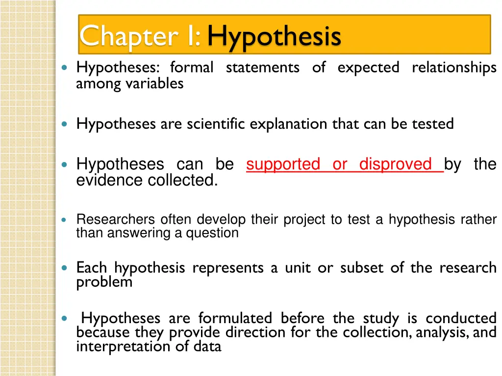 chapter i hypothesis hypotheses formal statements