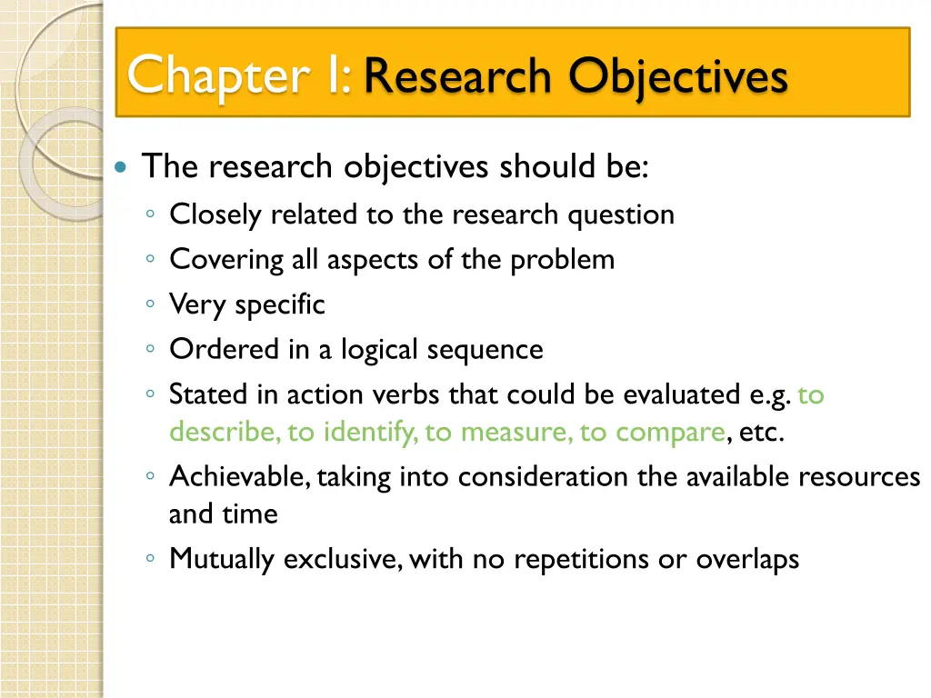 chapter i research objectives
