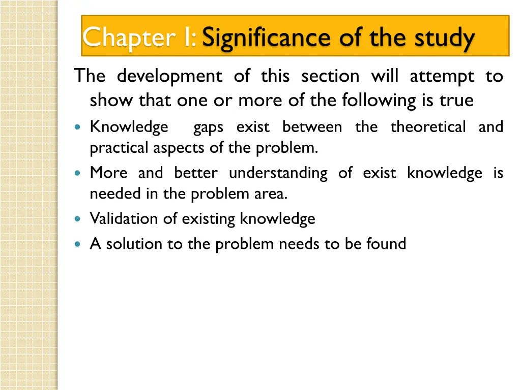 chapter i significance of the study