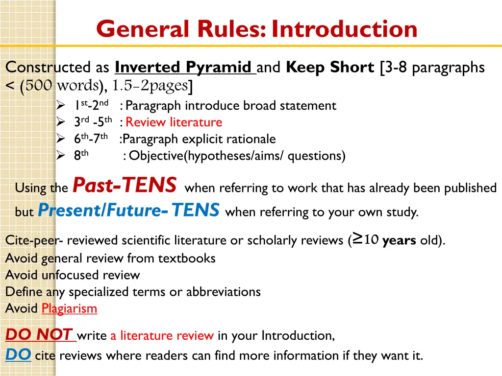 general rules introduction