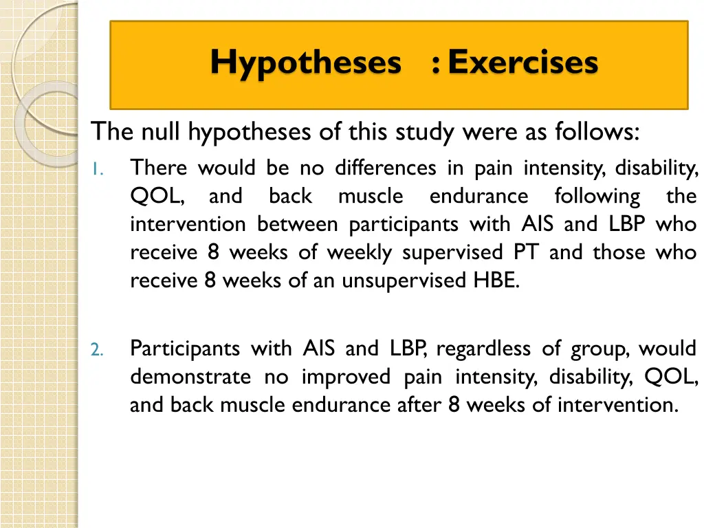 hypotheses exercises 1