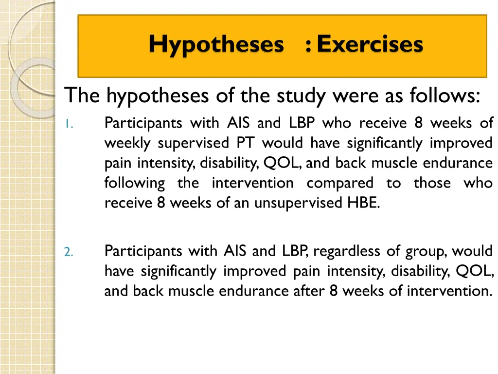 hypotheses exercises