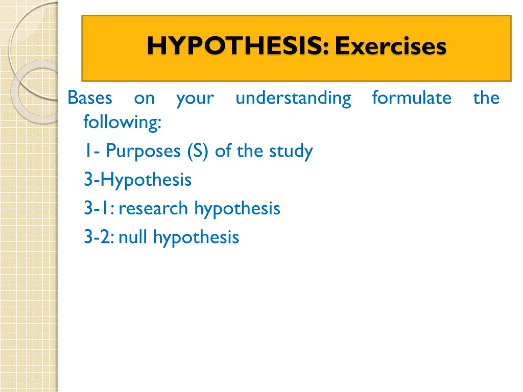 hypothesis exercises