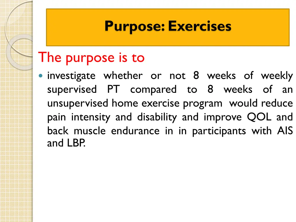 purpose exercises