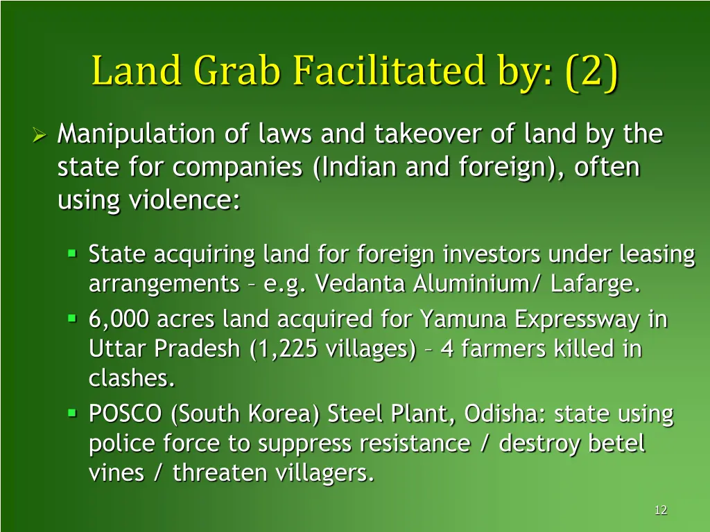land grab facilitated by 2
