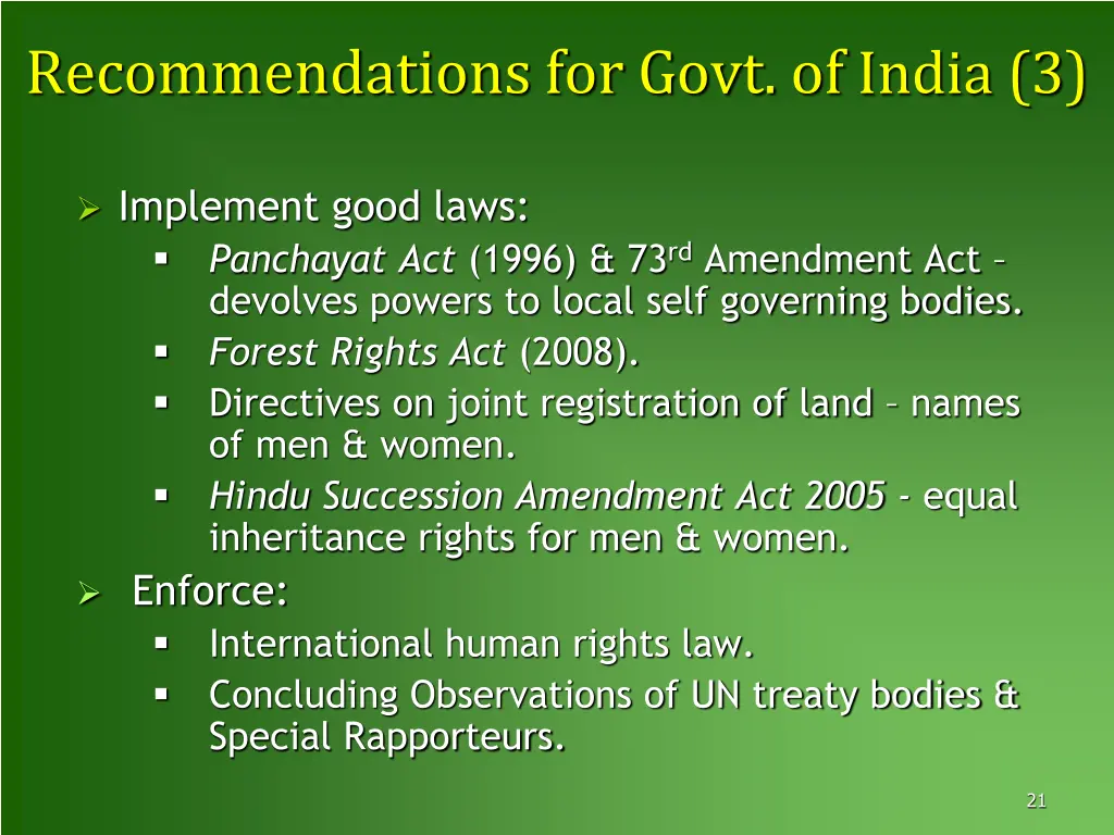 recommendations for govt of india 3