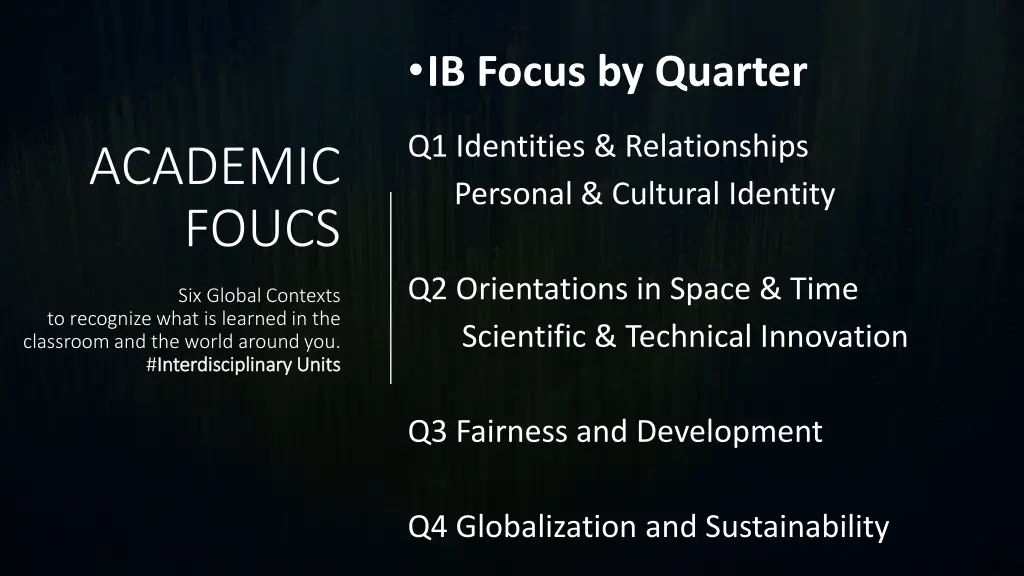 ib focus by quarter