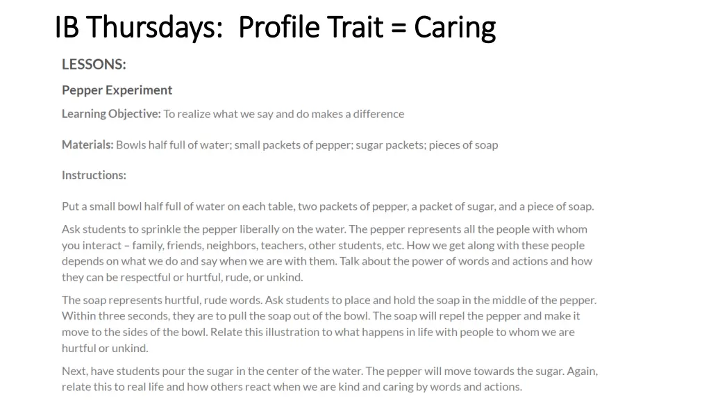 ib thursdays profile trait caring ib thursdays