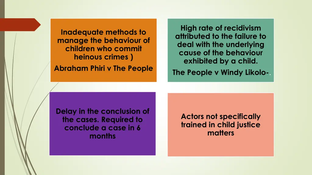 high rate of recidivism attributed to the failure
