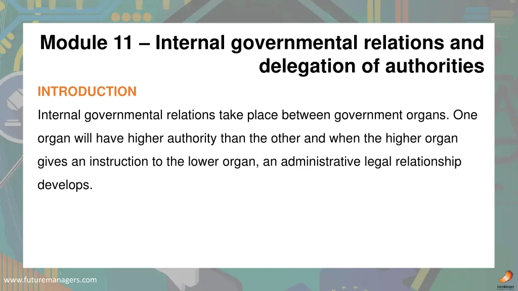 module 11 internal governmental relations