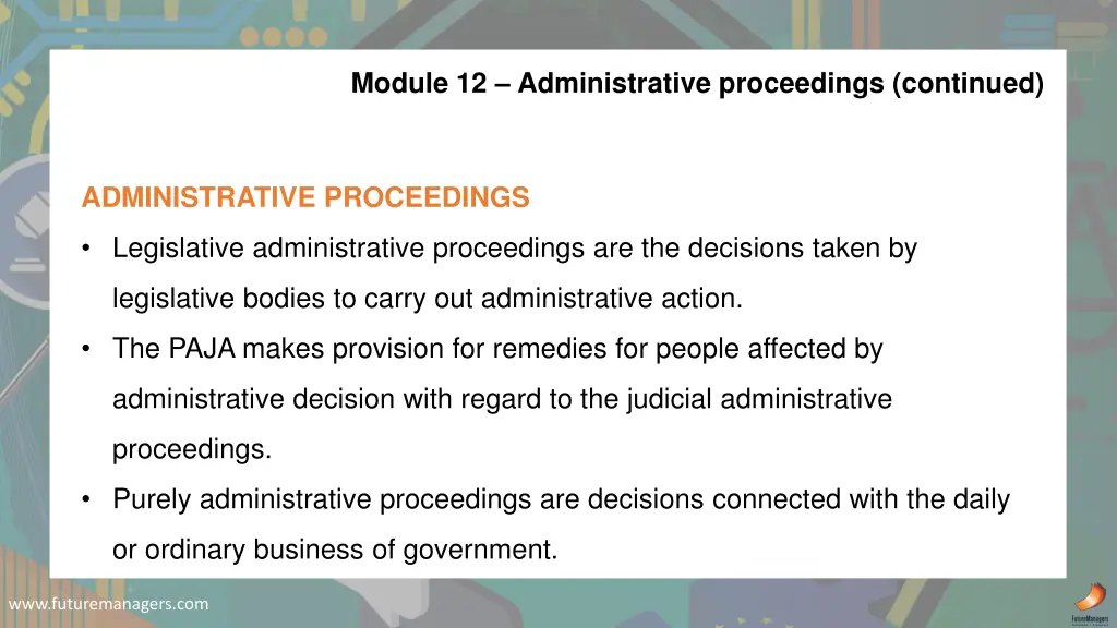 module 12 administrative proceedings continued