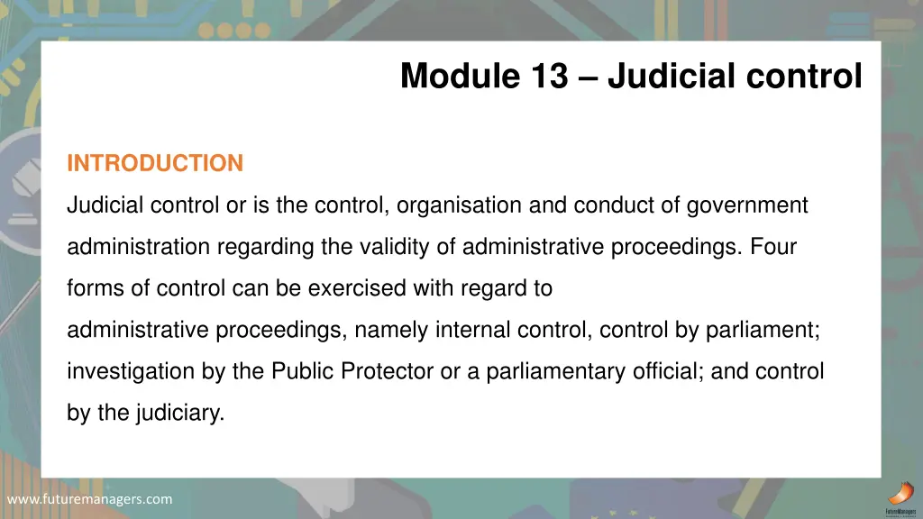 module 13 judicial control