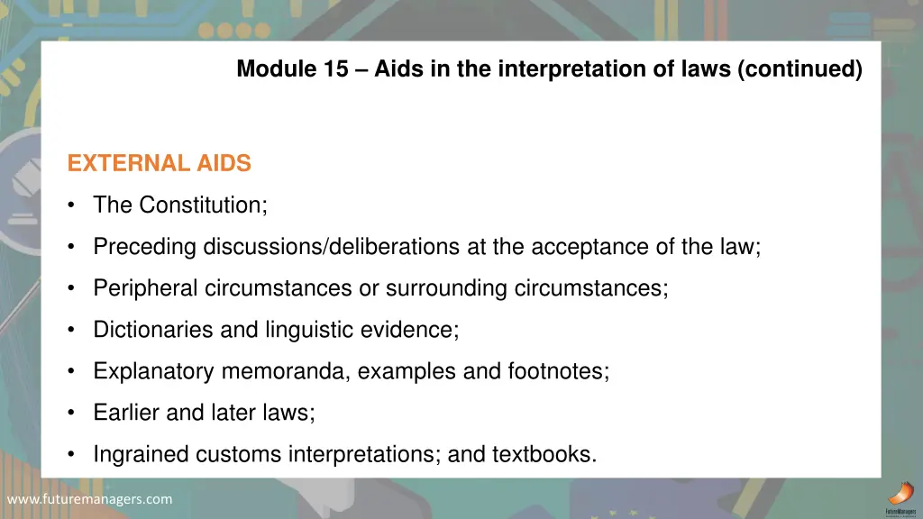 module 15 aids in the interpretation of laws 1