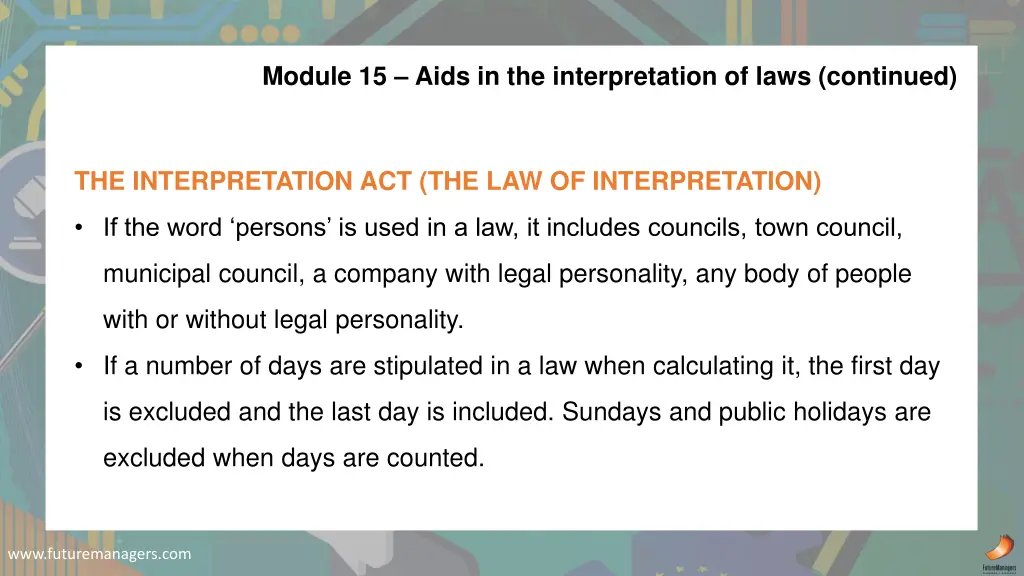 module 15 aids in the interpretation of laws 2