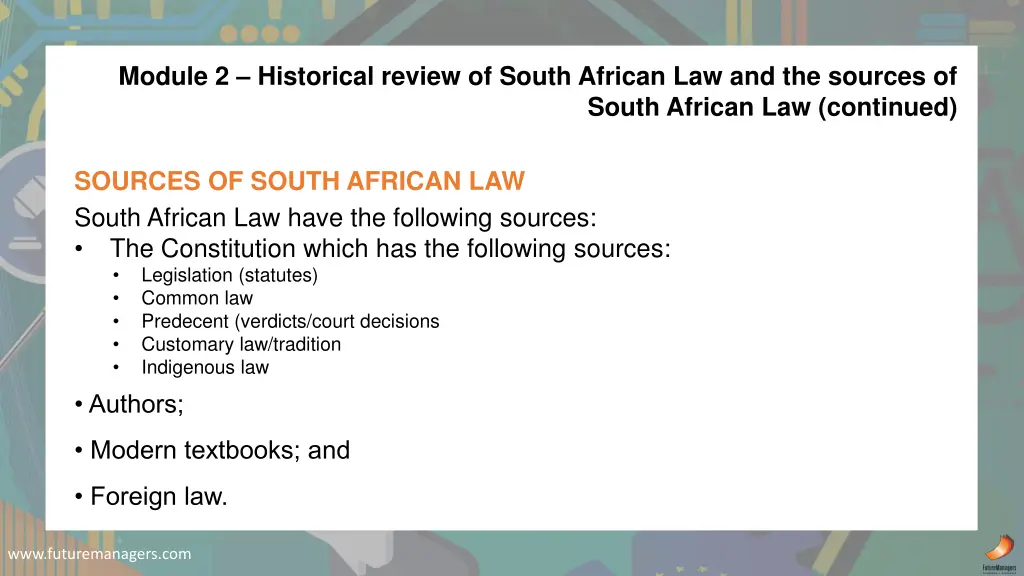 module 2 historical review of south african 2