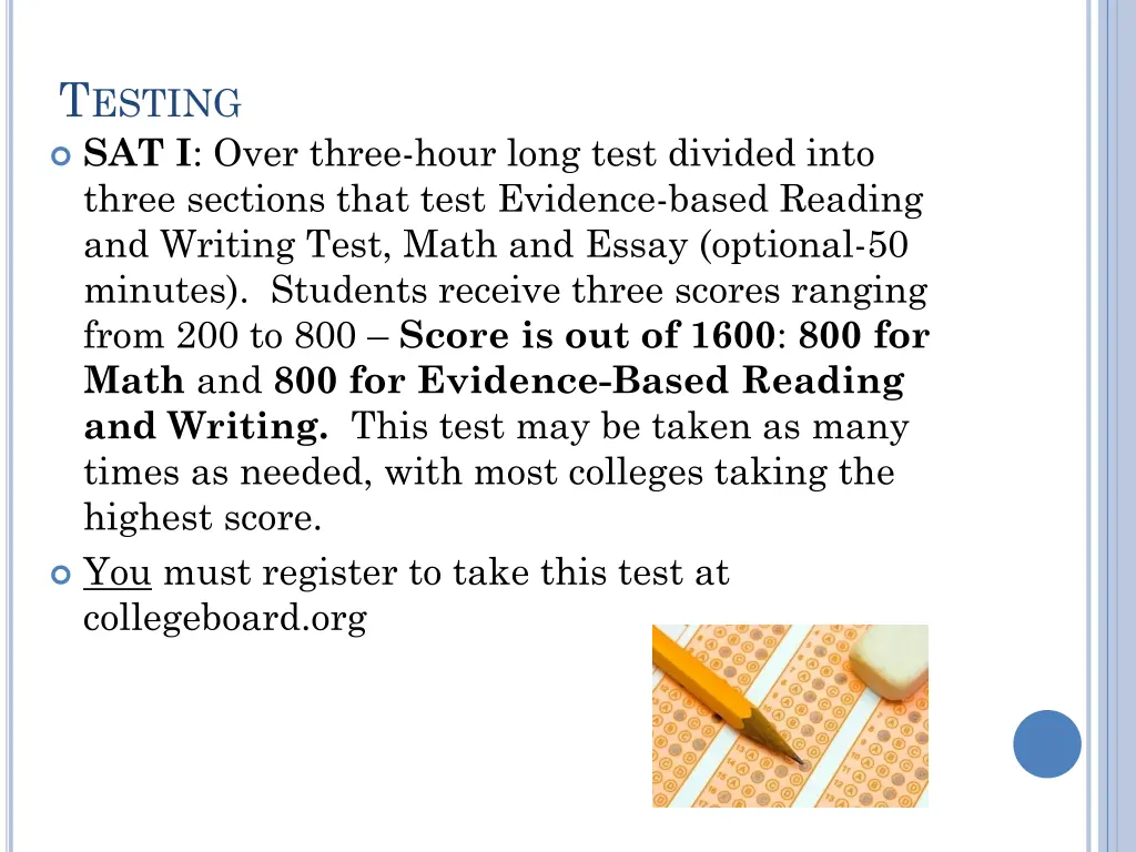 t esting sat i over three hour long test divided