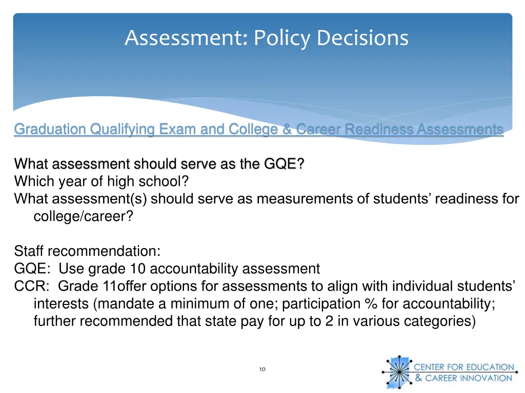 assessment policy decisions 2
