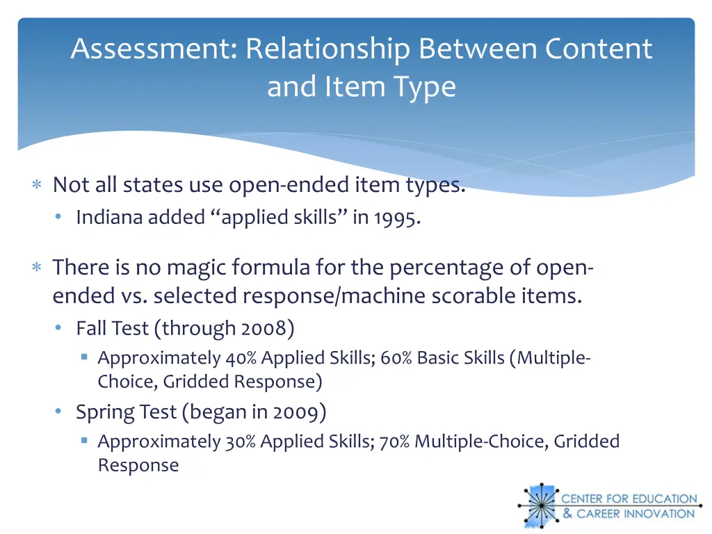 assessment relationship between content and item