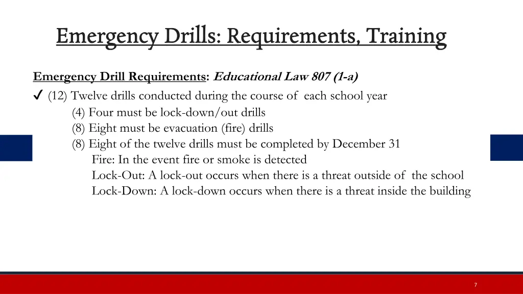 emergency drills requirements training emergency