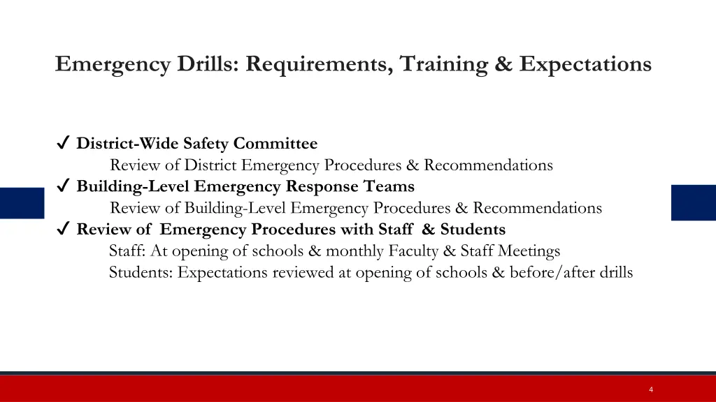 emergency drills requirements training