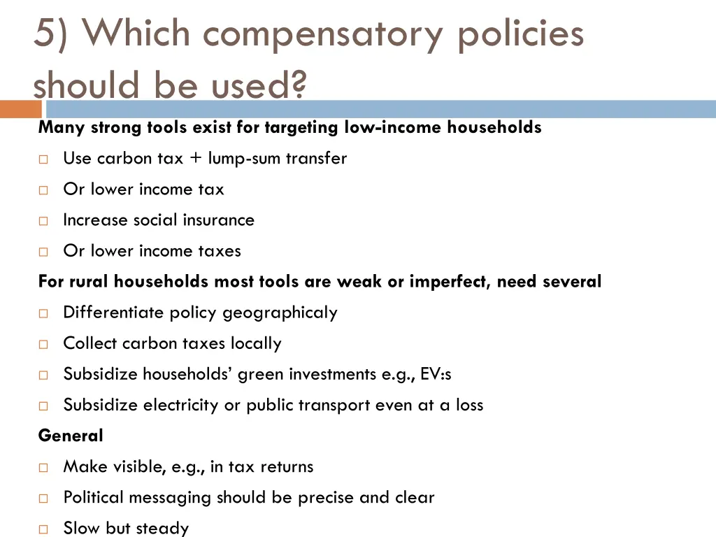 5 which compensatory policies should be used many