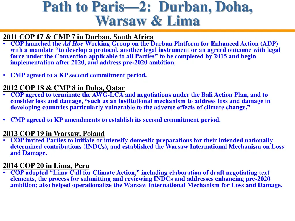 path to paris 2 durban doha warsaw lima