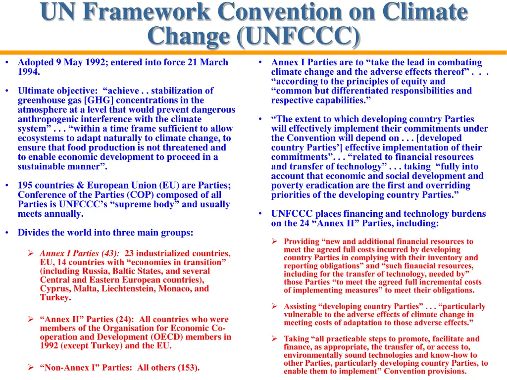 un framework convention on climate change unfccc