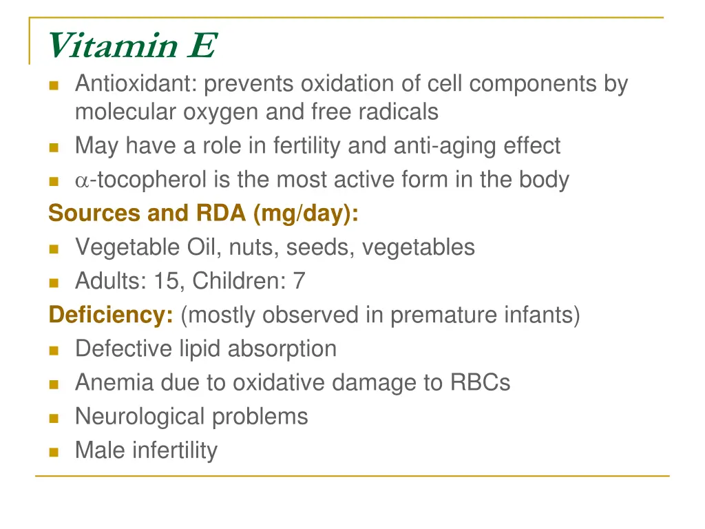 vitamin e antioxidant prevents oxidation of cell