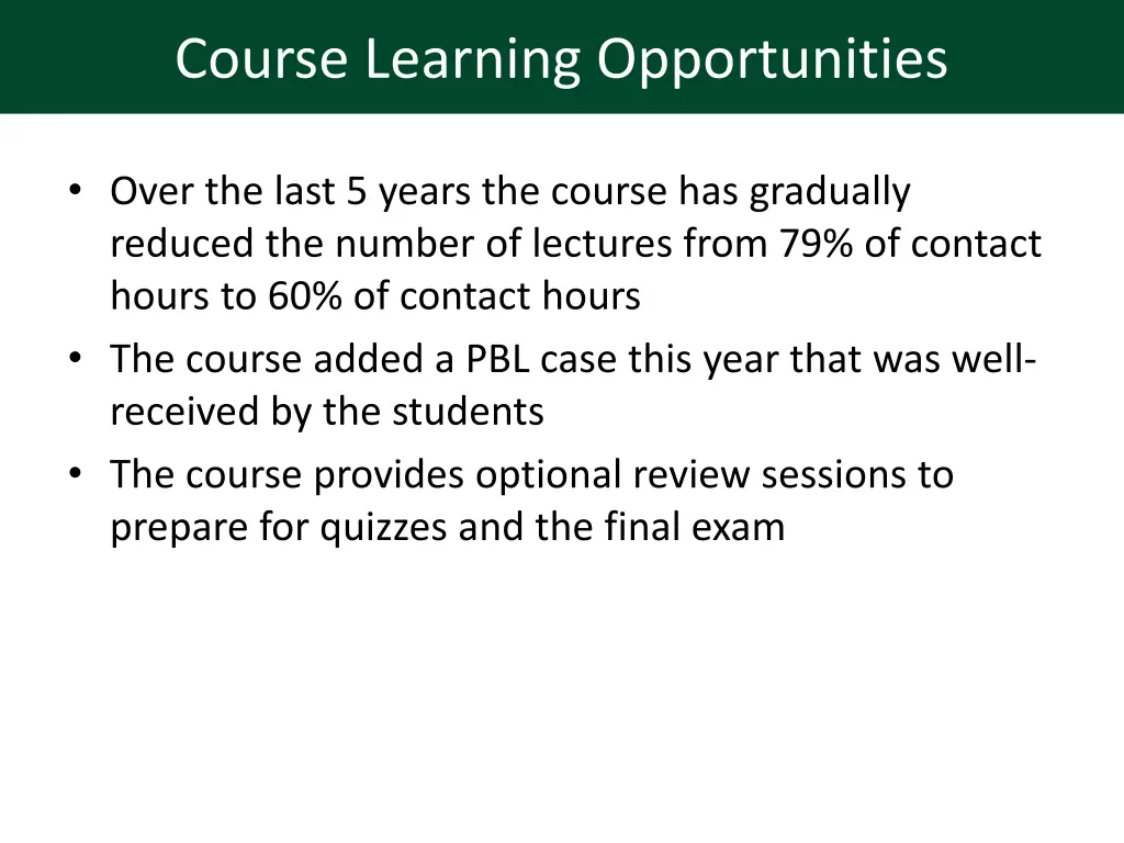 course learning opportunities 1