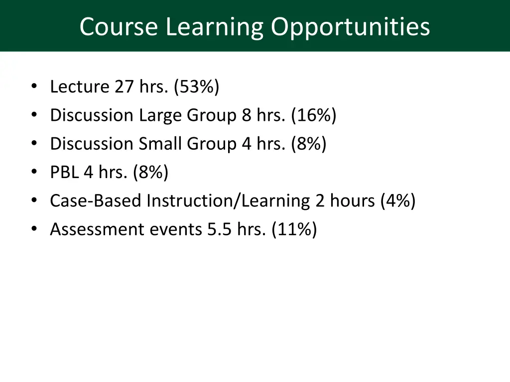 course learning opportunities