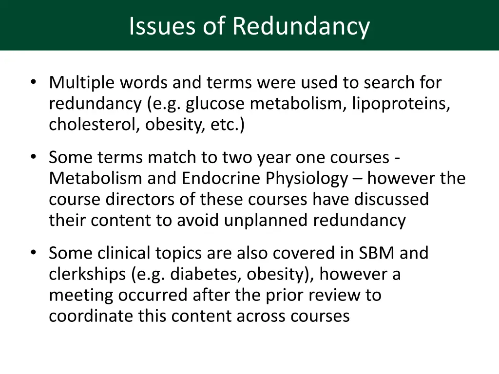 issues of redundancy