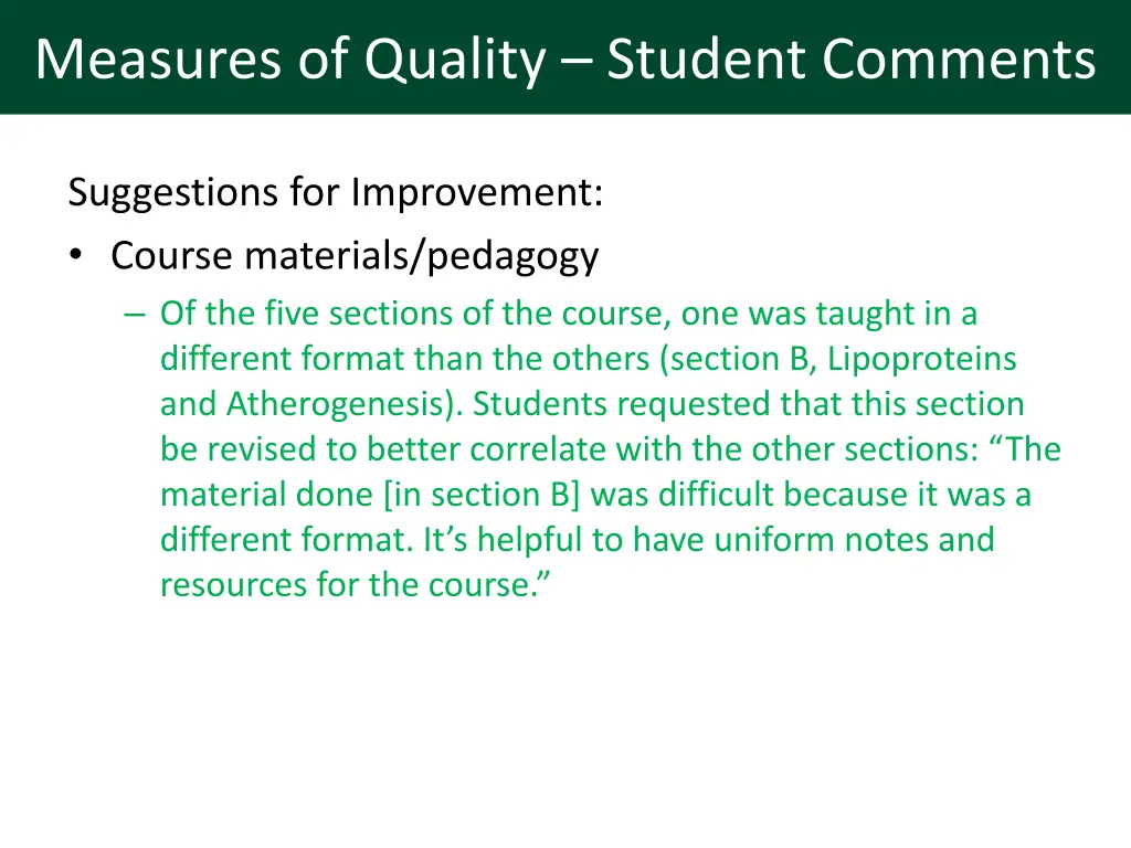 measures of quality student comments 4