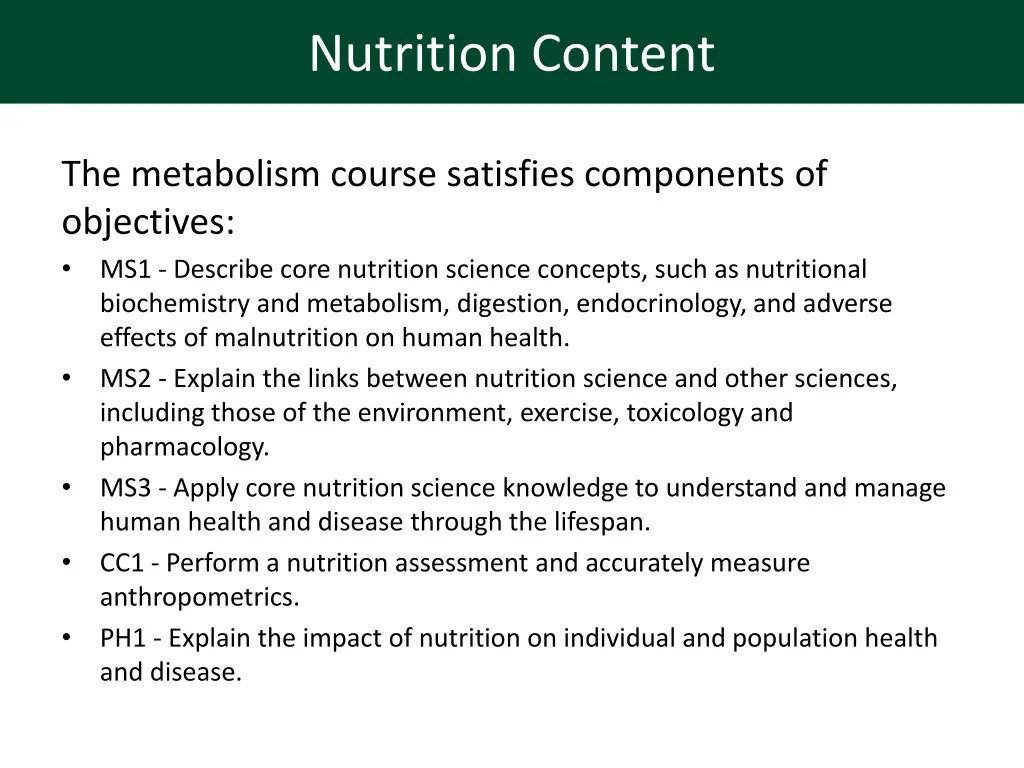 nutrition content