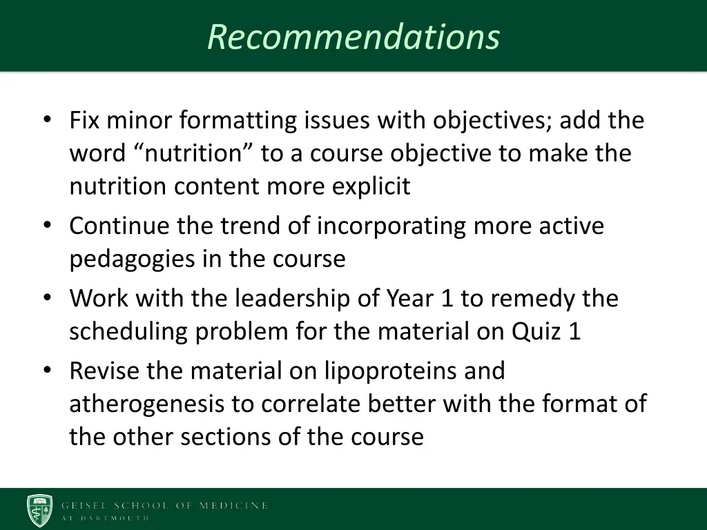 recommendations
