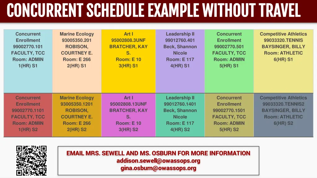concurrent schedule example without travel