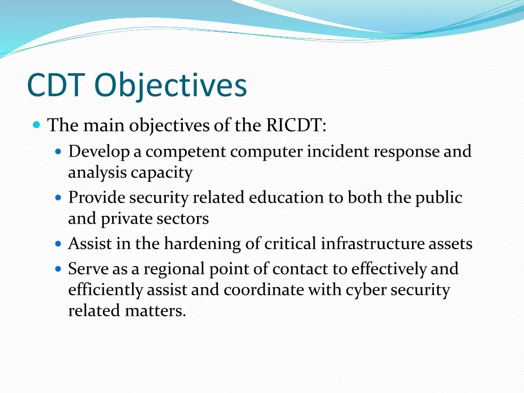 cdt objectives