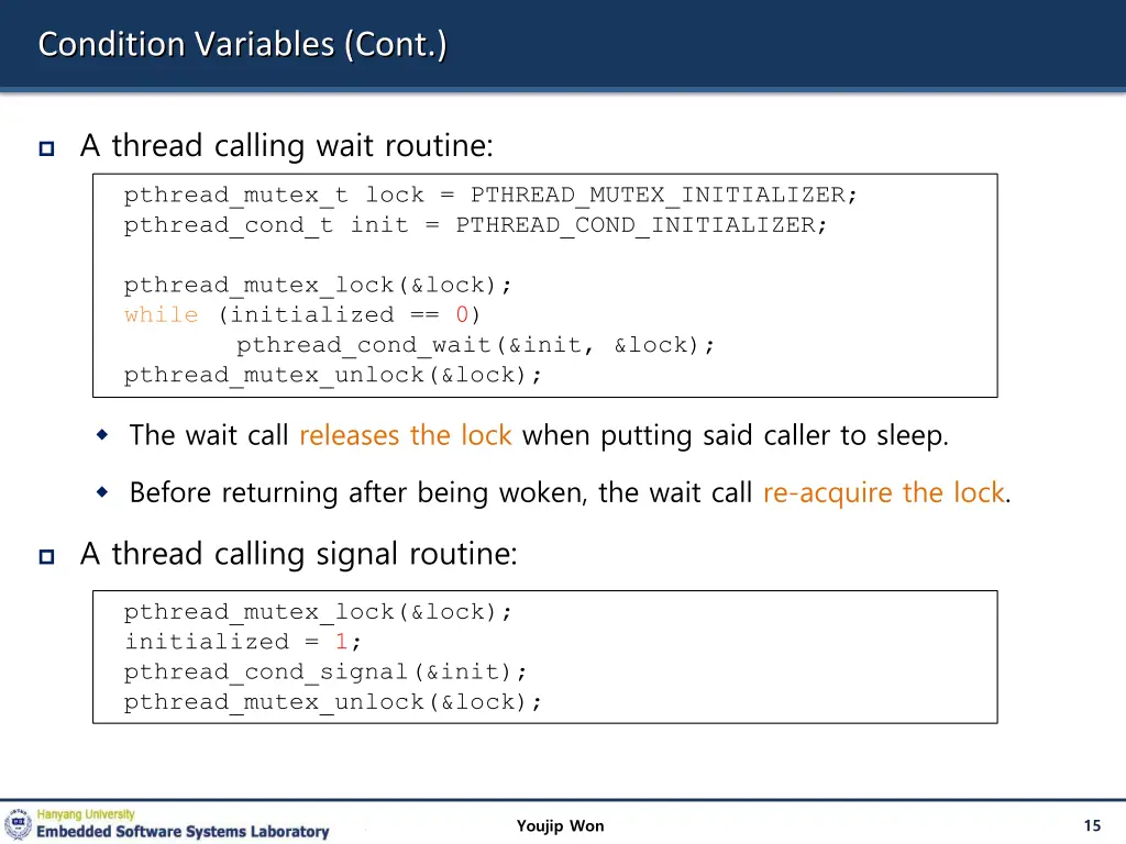 condition variables cont