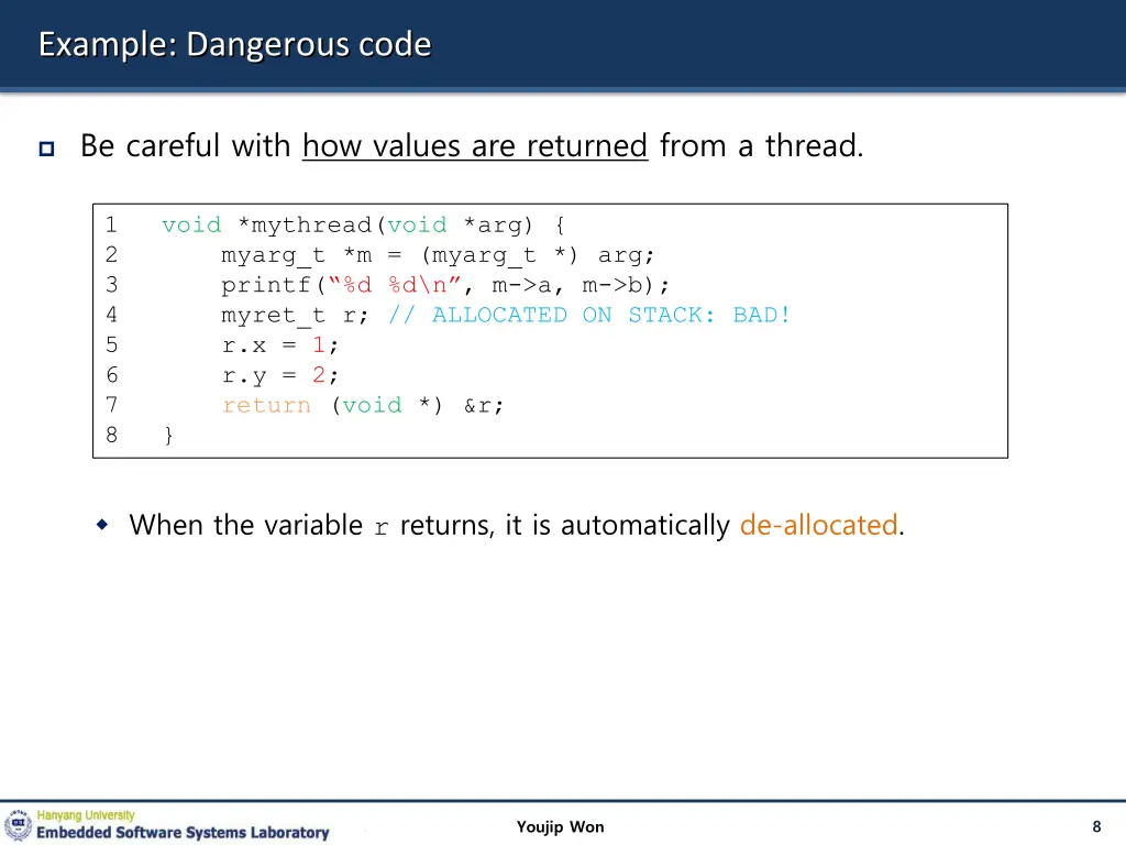 example dangerous code
