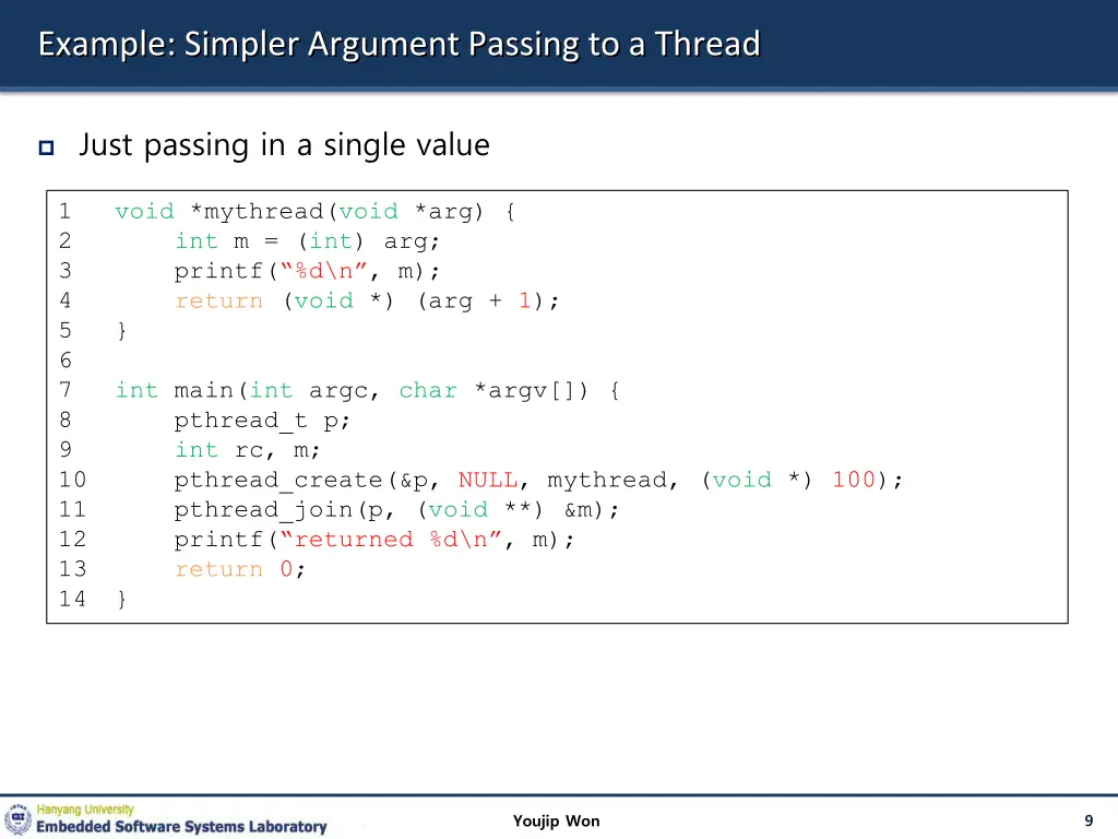 example simpler argument passing to a thread
