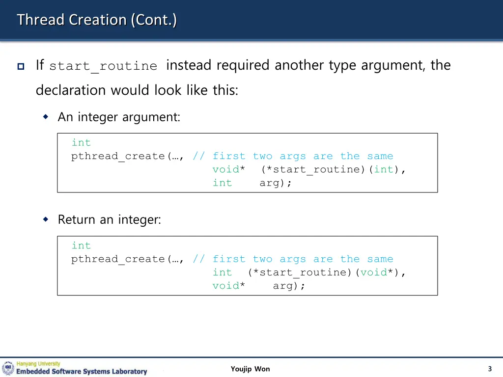 thread creation cont
