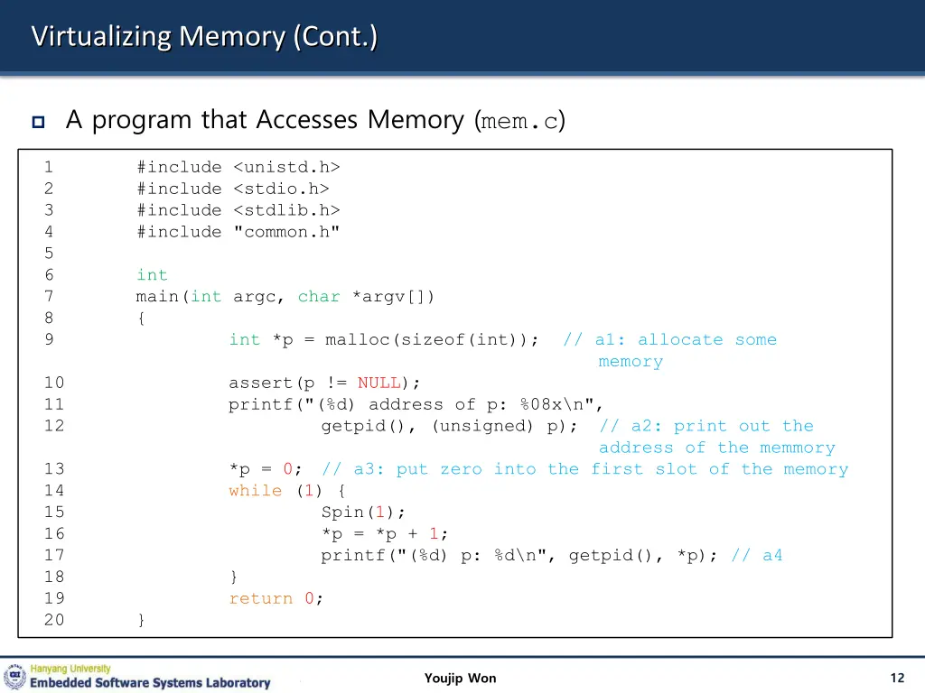 virtualizing memory cont